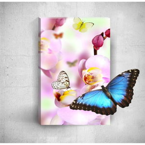 Nástěnný 3D obraz Mosticx Butterflies With Pink Flowers, 40 x 60 cm