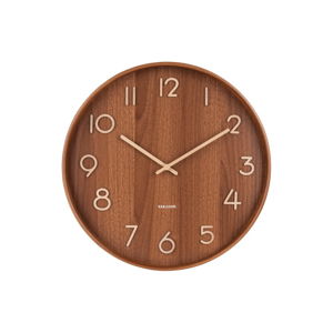 Hnědé nástěnné hodiny z lipového dřeva Karlsson Pure Medium, ø 40 cm