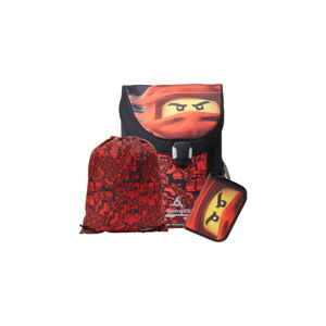 3dílná sada červené školní aktovky, penálu a vaku LEGO® Ninjago Easy