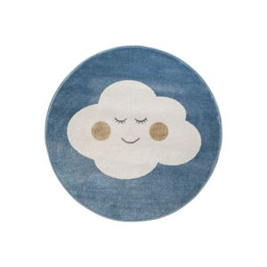 Modrý kulatý koberec s motivem mraku KICOTI Cloud, ø 100 cm