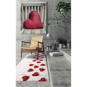 Vysoce odolný běhoun Floorita Hearts, 58 x 140 cm