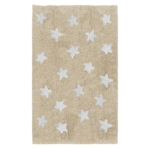 Béžový dětský ručně vyrobený koberec Tanuki Stars, 120 x 160 cm