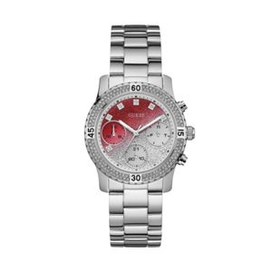 Dámské hodinky ve stříbrné barvě s páskem z nerezové oceli Guess W0774L7
