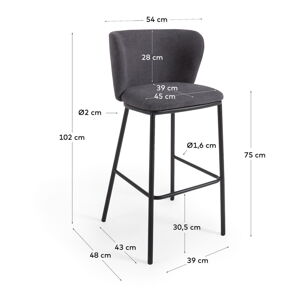 Tmavě šedé barové židle v sadě 2 ks 102 cm Ciselia – Kave Home