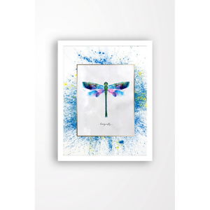 Nástěnný obraz na plátně v bílém rámu Tablo Center Dragonfly, 29 x 24 cm