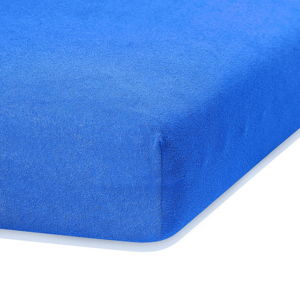 Modré elastické prostěradlo s vysokým podílem bavlny AmeliaHome Ruby, 80/90 x 200 cm