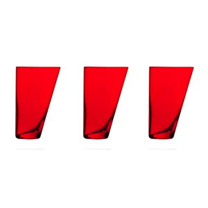 Sada 3 červených ručně vyrobených sklenic Surdic Ponza, 300 ml