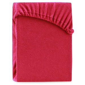 Červené elastické prostěradlo na dvoulůžko AmeliaHome Ruby Maroon, 220-240 x 220 cm