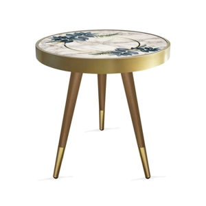 Příruční stolek Rassino Marble Blue Leafes Circle, ⌀ 45 cm