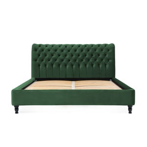 Zelená postel z bukového dřeva s černými nohami Vivonita Allon, 160 x 200 cm