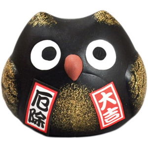 Černá keramická dekorace ve tvaru sovy Tokyo Design Studio Owl, výška 5,5 cm