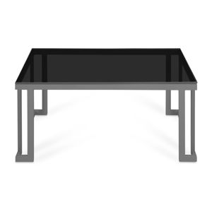Černý skleněný venkovní stůl v šedém rámu Calme Jardin Cannes, 60 x 90 cm