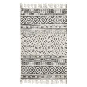 Černobílý bavlněný vzorovaný koberec A Simple Mess Mille, 90 x 60 cm
