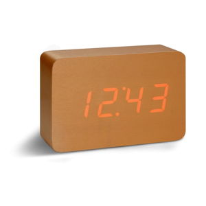 Oranžový budík s červeným LED displejem Gingko Brick Click Clock
