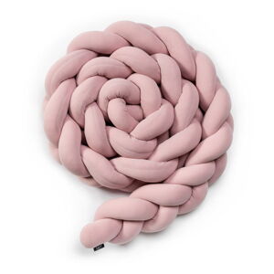 Růžový bavlněný pletený mantinel do postýlky ESECO, délka 180 cm