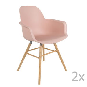 Sada 2 růžových židlí s opěrkami Zuiver Albert Kuip