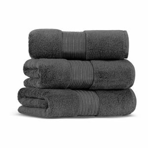 Sada 3 antracitově šedých bavlněných ručníků Foutastic Chicago, 50 x 90 cm