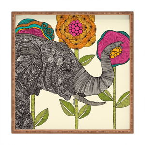 Dřevěný dekorativní servírovací tác Elephant, 40 x 40 cm