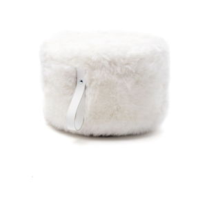 Bílý puf z ovčí kožešiny s bílým detailem Royal Dream, Ø 60 cm