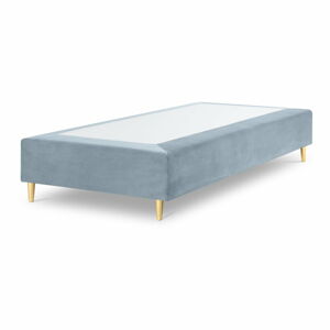 Světle modrá sametová jednolůžková postel Mazzini Beds Lia, 90 x 200 cm