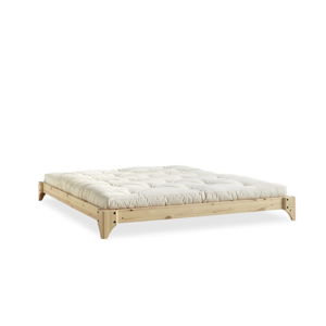 Dvoulůžková postel z borovicového dřeva s matrací Karup Design Elan Double Latex Natural Clear/Natural, 160 x 200 cm