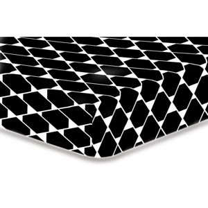 Černé elastické prostěradlo z mikrovlákna DecoKing Rhombuses, 90 x 200 cm
