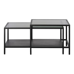Černé skleněné konferenční stolky v sadě 2 ks 60x60 cm Bronco – Unique Furniture