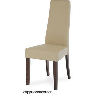 ATAN Jídelní židle BE21 WAL - Koženka cappuccino/ořech - II. jakost
