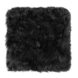Černý podsedák z ovčí kožešiny na jídelní židli Royal Dream Zealand, 40 x 40 cm