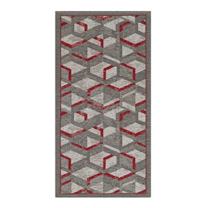 Šedo-červený běhoun Floorita Hypnotik, 55 x 115 cm