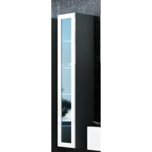 Cama Vitrína VIGO vysoká, prosklené dveře, šedá/bílá - II. jakost