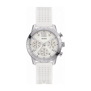 Dámské hodinky s bílým silikonovým páskem Guess W1025L1