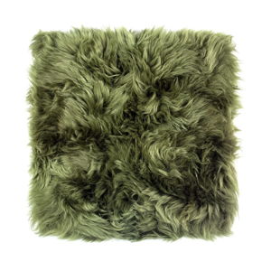Tmavě zelený podsedák z ovčí kožešiny na jídelní židli Royal Dream Zealand, 40 x 40 cm