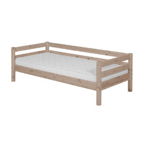Hnědá dětská postel z borovicového dřeva s boční lištou Flexa Classic, 90 x 200 cm