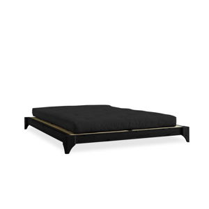Dvoulůžková postel z borovicového dřeva s matrací a tatami Karup Design Elan Comfort Mat Black/Black, 180 x 200 cm