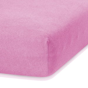 Tmavě růžové elastické prostěradlo s vysokým podílem bavlny AmeliaHome Ruby, 140/160 x 200 cm