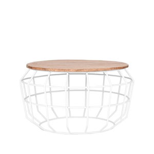 Bílý odkládací stolek s deskou z mangového dřeva LABEL51 Pixel, ⌀ 70 cm