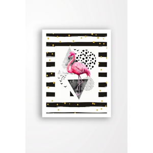 Nástěnný obraz na plátně v bílém rámu Tablo Center Flamingo Black, 29 x 24 cm