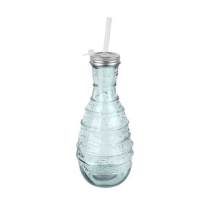 Skleněná lahev z recyklovaného skla s brčkem Ego Dekor Organic, 600 ml