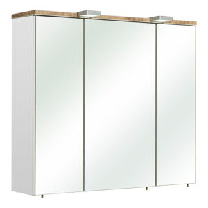 Bílá závěsná koupelnová skříňka se zrcadlem 80x70 cm Set 931 - Pelipal
