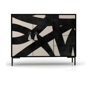 Černo-béžová nízká komoda 113x84 cm Wilma – Really Nice Things