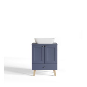 Nízká skříňka bez umyvadla v tmavě modro-přírodní barvě 60x76 cm Venezia – STOLKAR