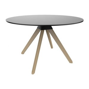 Černý jídelní stůl s podnožím z bukového dřeva Magis Cuckoo, ø 75 cm