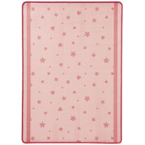 Dětský růžový koberec Zala Living Stars & Hearts, 100 x 140 cm