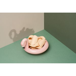 Růžová keramická plovoucí miska DOIY Flamingo, 18 x 16 cm