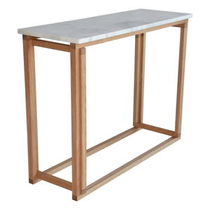 Bílý mramorový konferenční konferenční stolek s podnožím z dubového dřeva RGE Accent, šířka 100 cm