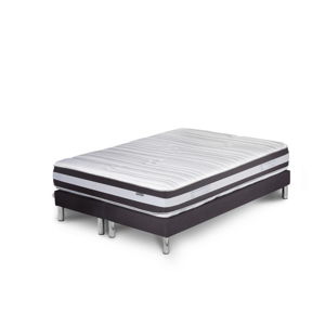 Tmavě šedá postel s matrací a dvojitým boxspringem Stella Cadente Maison Mars Mars, 140 x 200 cm