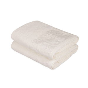 Sada 2 béžových ručníků z čisté bavlny Lora, 50 x 90 cm