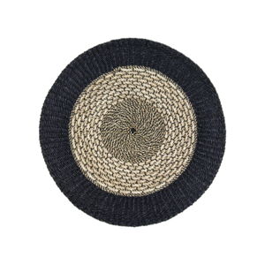 Černý/v přírodní barvě kulatý koberec z mořské trávy ø 120 cm Malibu - HSM collection