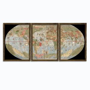 3dílný obraz v dřevěném rámu Globe